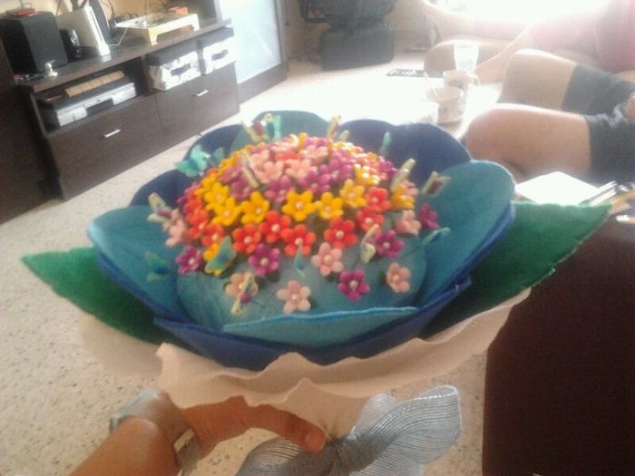 flor porta alfileres desde arriba