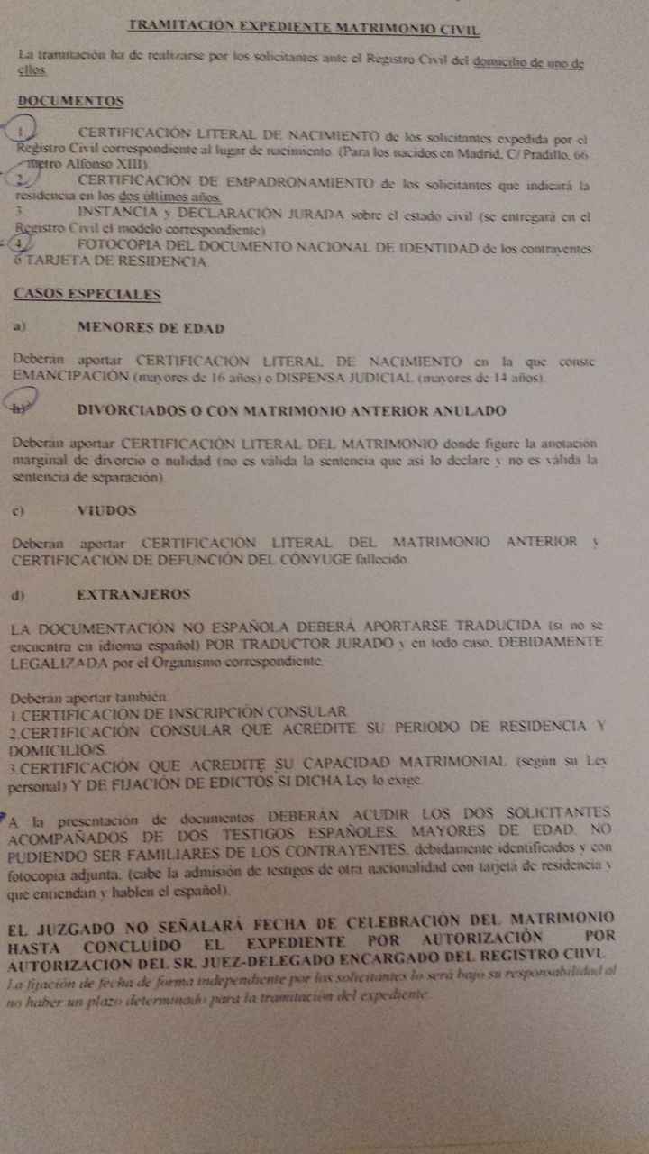 Tramitación expediente de matrimonio civil
