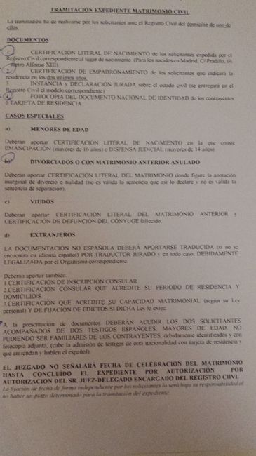 Tramitación expediente de matrimonio civil