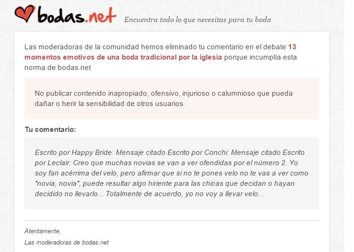 mensaje ofensivo?