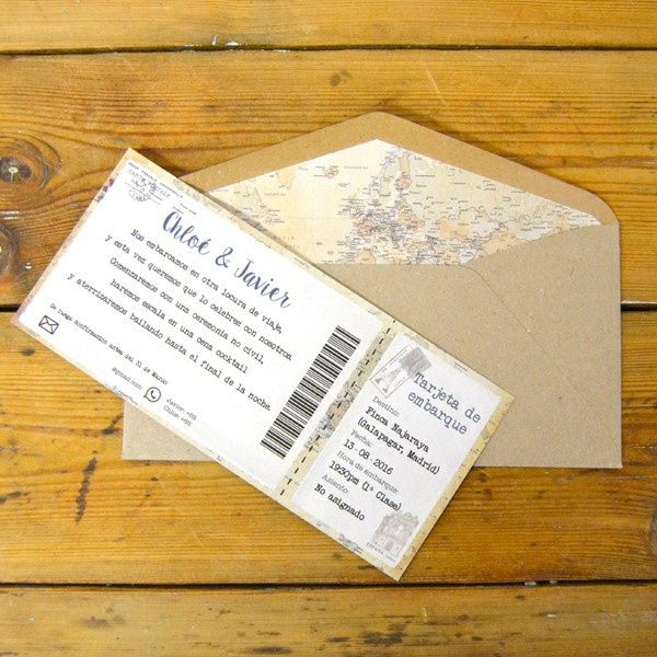 Sobres invitaciones tarjeta de embarque - 5