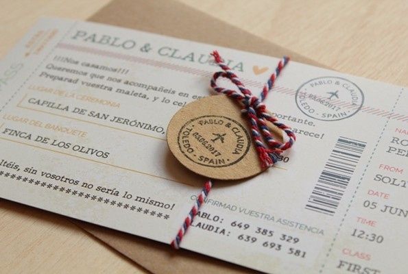 Sobres invitaciones tarjeta de embarque - 7