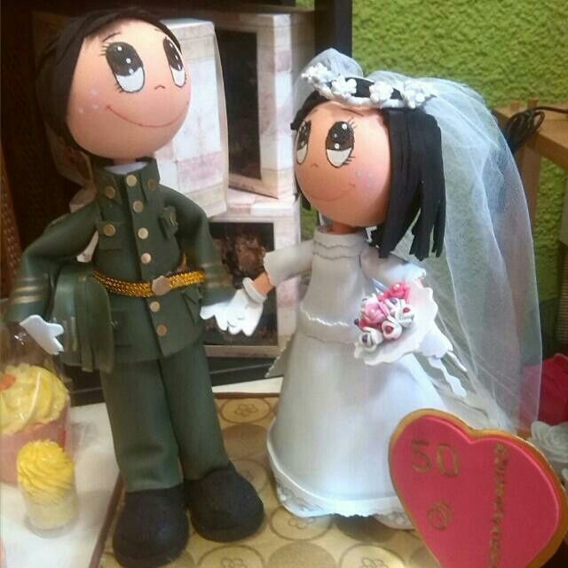 Novios de tarta con novio militar - 1
