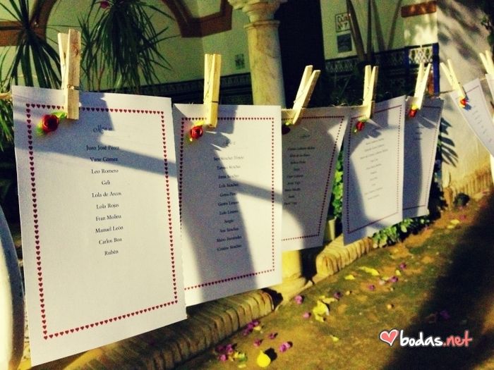 Los carteles de las mesas de mi boda