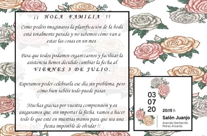 Bodas aplazadas, cómo vais a avisar a los invitados. 4