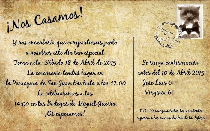 Reverso invitación postal