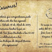 Reverso invitación postal