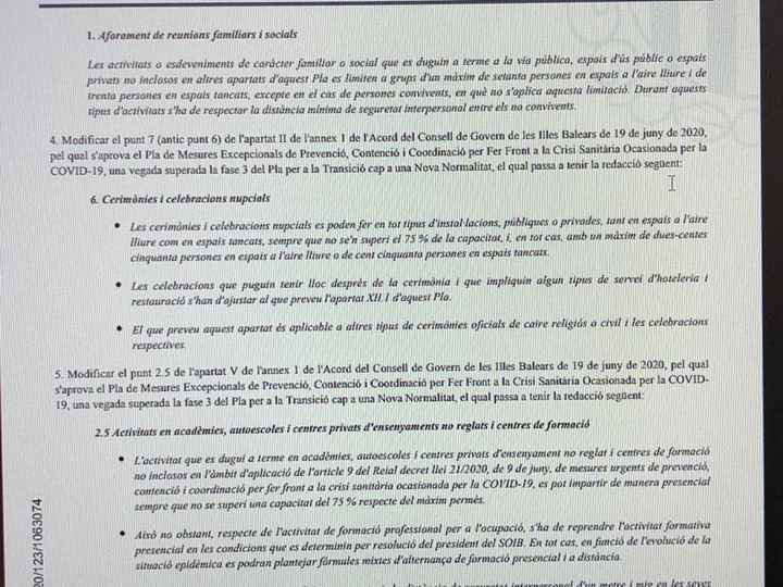 úLtimas restricciones bodas 2020 - 1