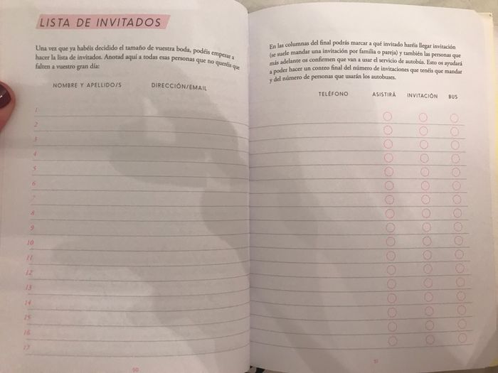 Agenda de nuestra boda - 2