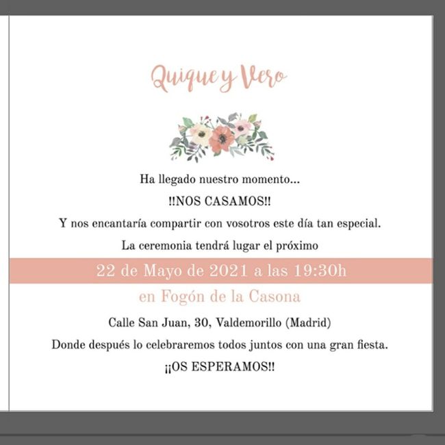 Estructura de una invitación de boda civil. - 1