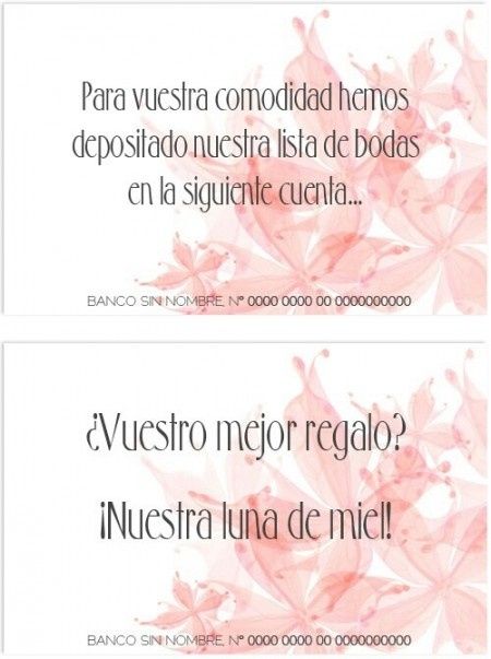 idea para redactar tarjeta n° de cuemta corriente