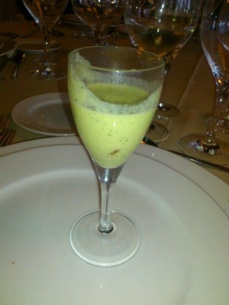 Crema de calabazin con mermelada de tomate
