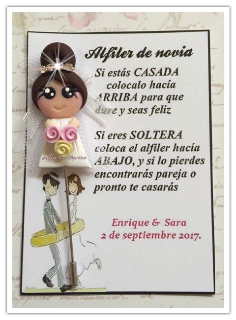 Alfileres con carita de novia - 1