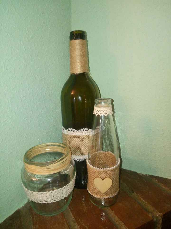 Decorado con arpillera y crochet. centros de mesa - 1