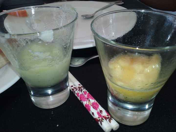 Sorbete de fruta de la pasión y sorbete de manzana granny smith (bueno, lo que queda de ellos)