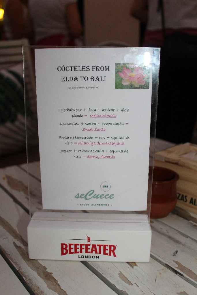 Carta de cocteles en mi despedida