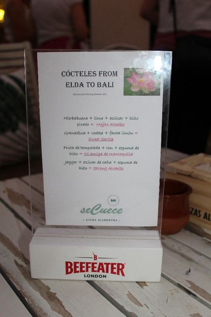 Carta de cocteles en mi despedida