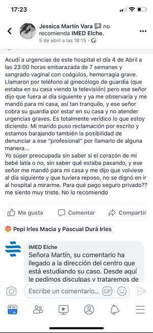 Parto en el imed de elche o hospital general de Elche? 1
