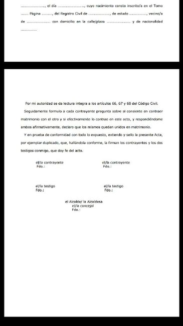 Pergamino para firma testigos y novios - 2