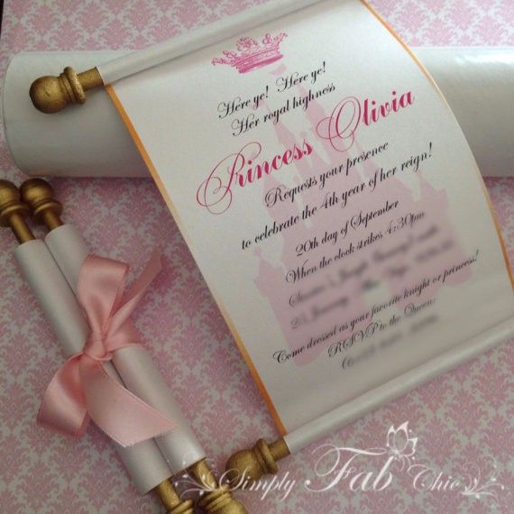 Invitaciones princesa pergamino