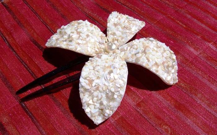 tocado flor nácar