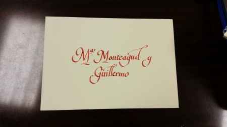 Caligrafía manual - Raquel y José Ignacio - 17 de mayo de 2014