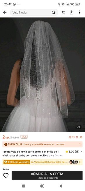 Velo en vestido sin cola para ceremonia civil 6