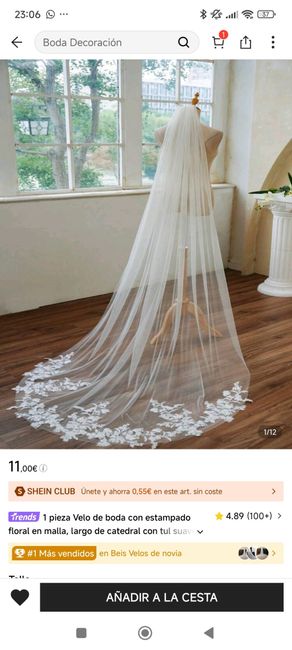 Velo en vestido sin cola para ceremonia civil 2