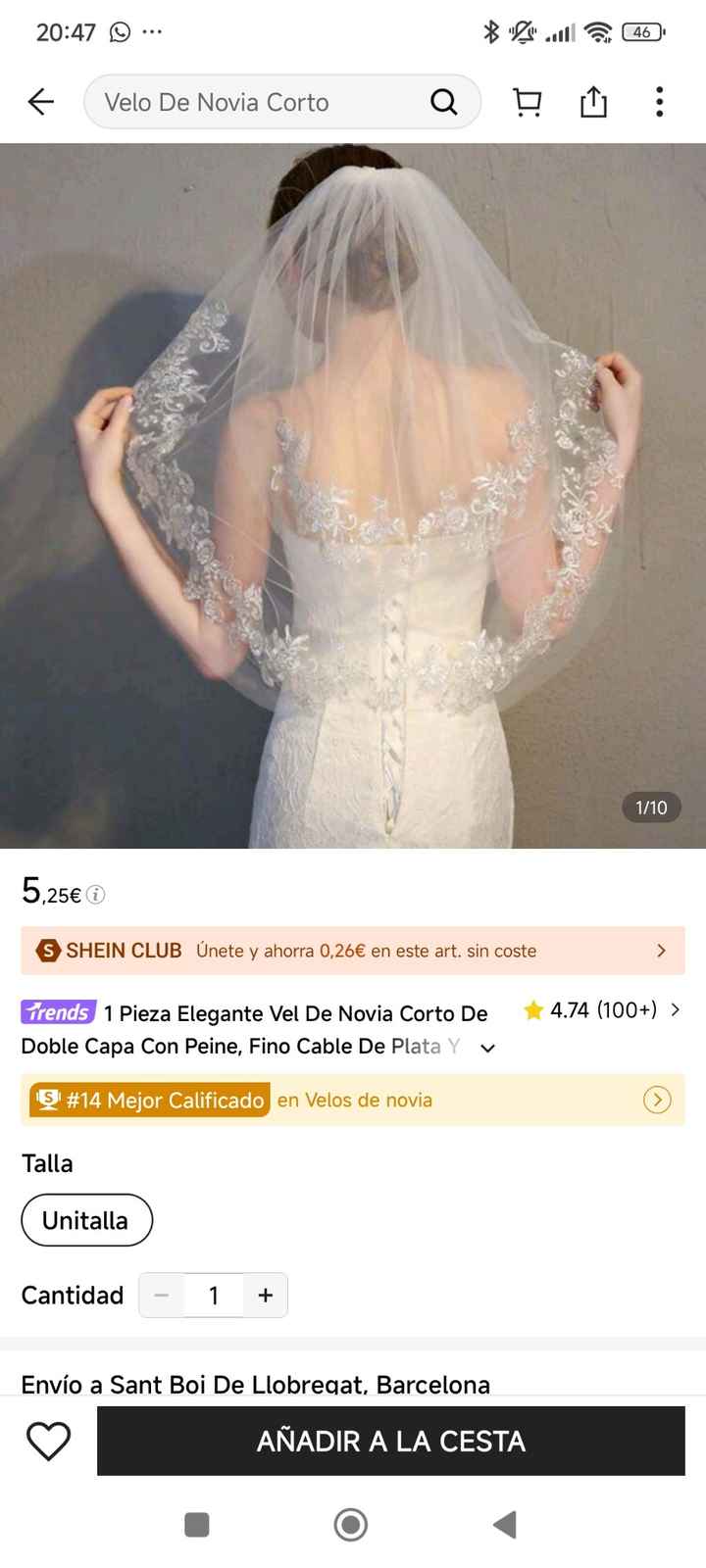 Velo en vestido sin cola para ceremonia civil - 2