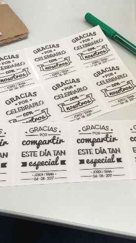 Pegatinas para vela con frase y nombres