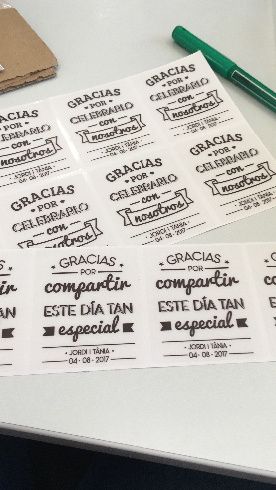 Pegatinas para vela con frase y nombres