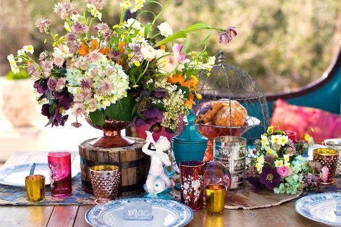 decoración mesa boho