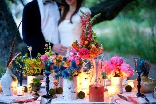 decoración mesa boho