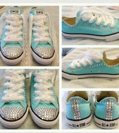 Converse con brillantes y cordones de puntilla