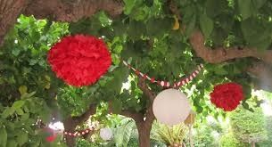 pompon rojo y blanco