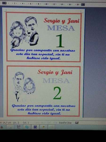 Mi número de mesas para la boda religiosa - 2