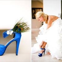Novia con zapatos azules