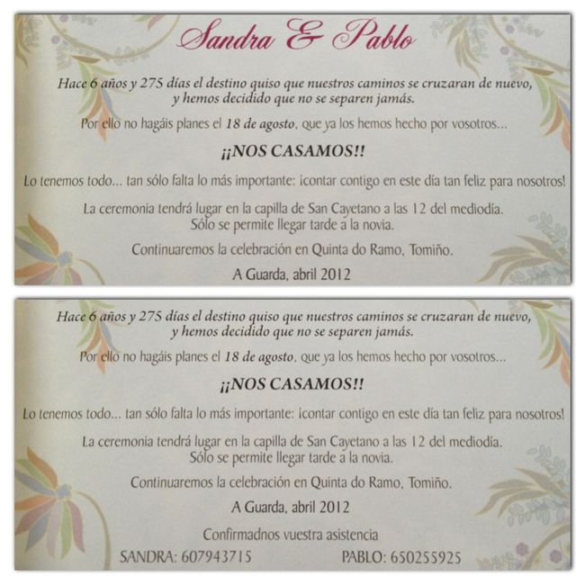 Nuestra invitación de boda