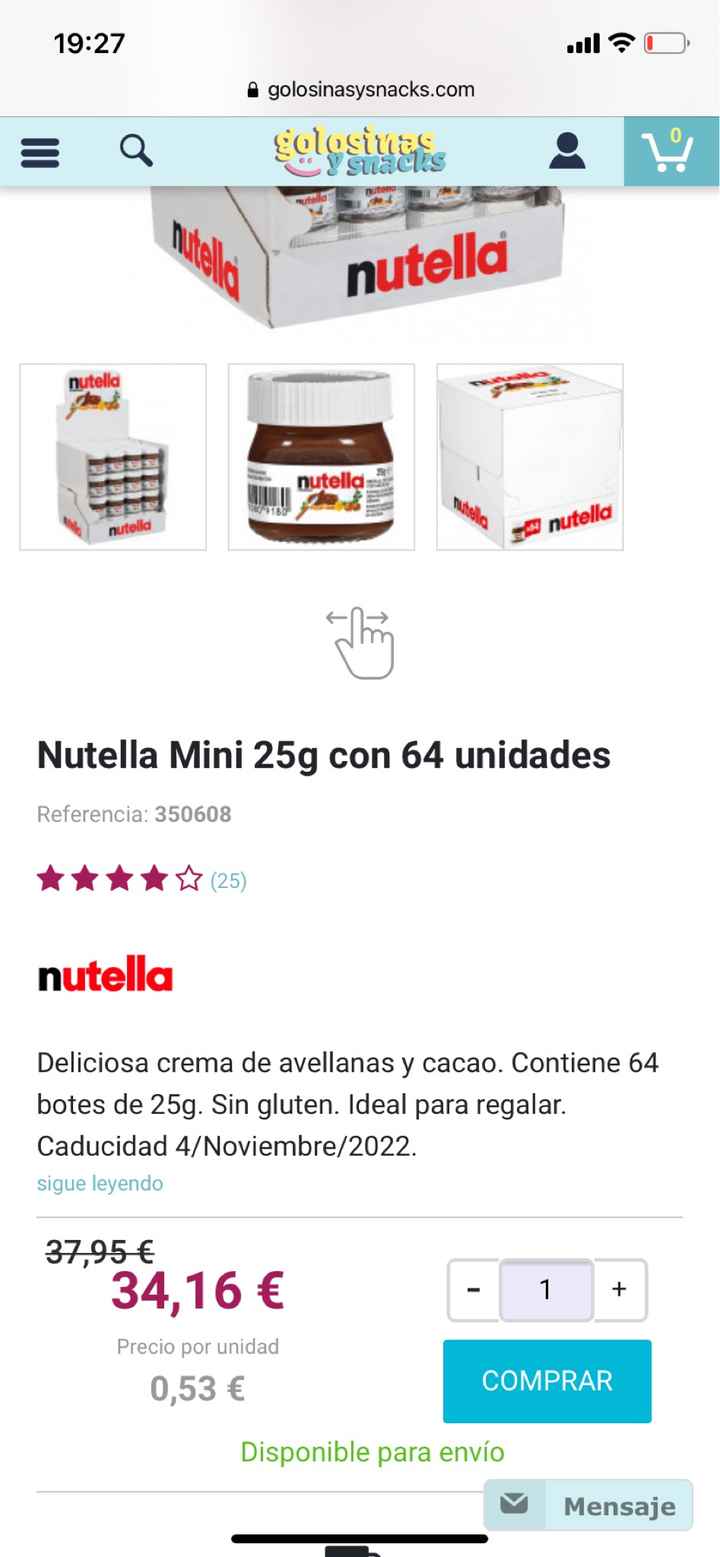 Medidas etiquetas mini tarros de Nutella - 1