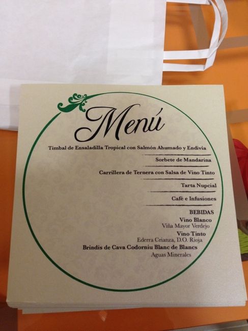 Menu impreso