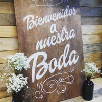Cartel boda madera