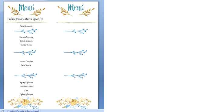 menu en color