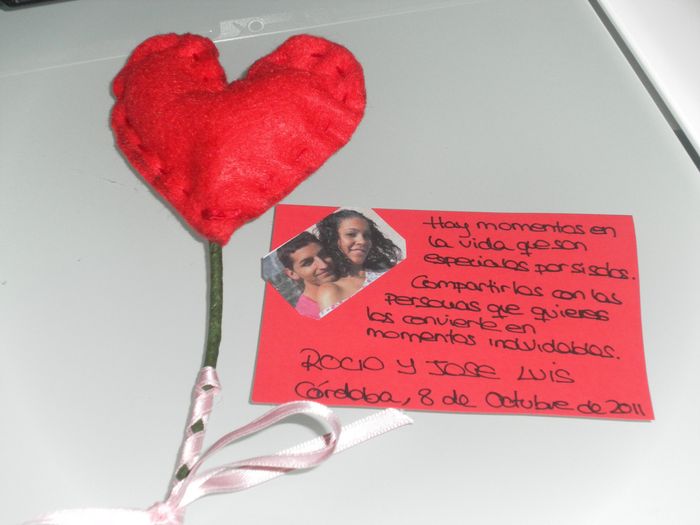Corazones + nota de agredecimiento