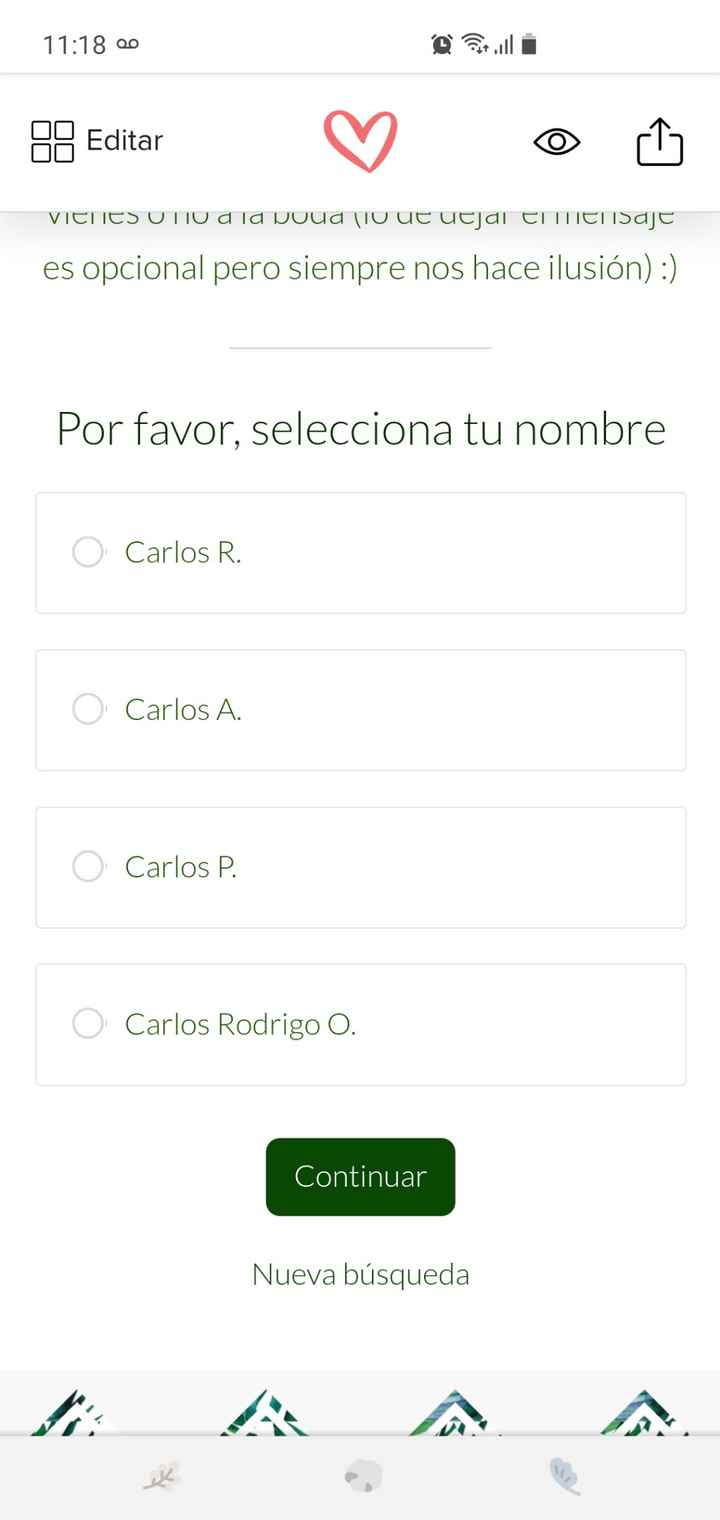 Nombres en confirmar asistencia en la web de bodas - 1