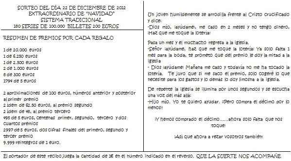 Parte trasera lotería
