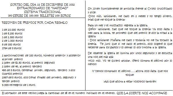 Parte trasera lotería