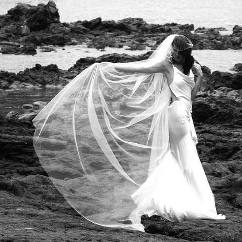 Veil on a beach shoot