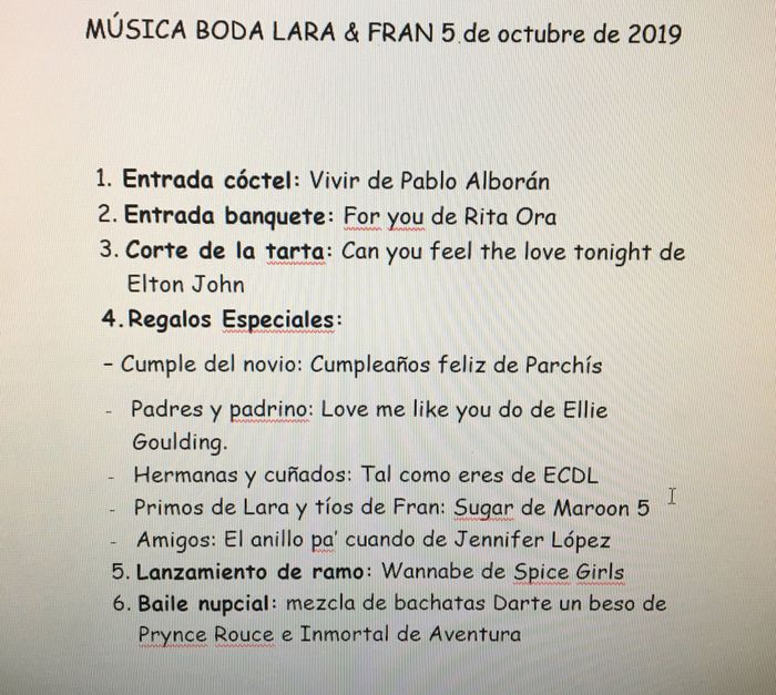 La playlist de nuestra boda 🎼 1