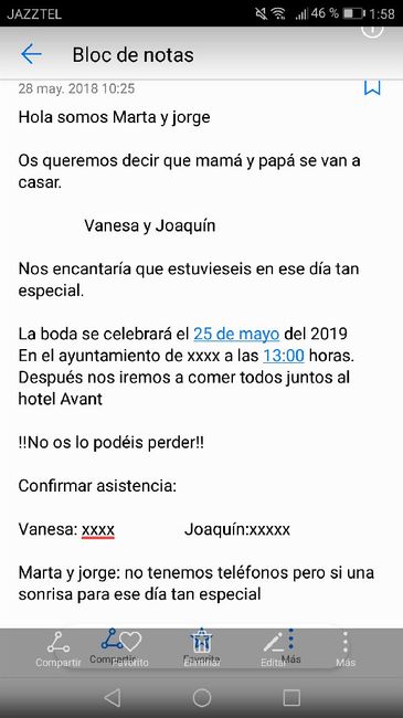 Invitaciones redactadas por los hijos - 1