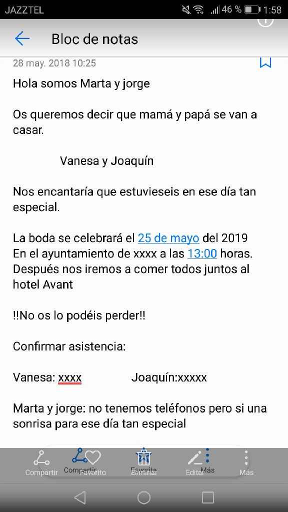 Invitaciones redactadas por los hijos - 1